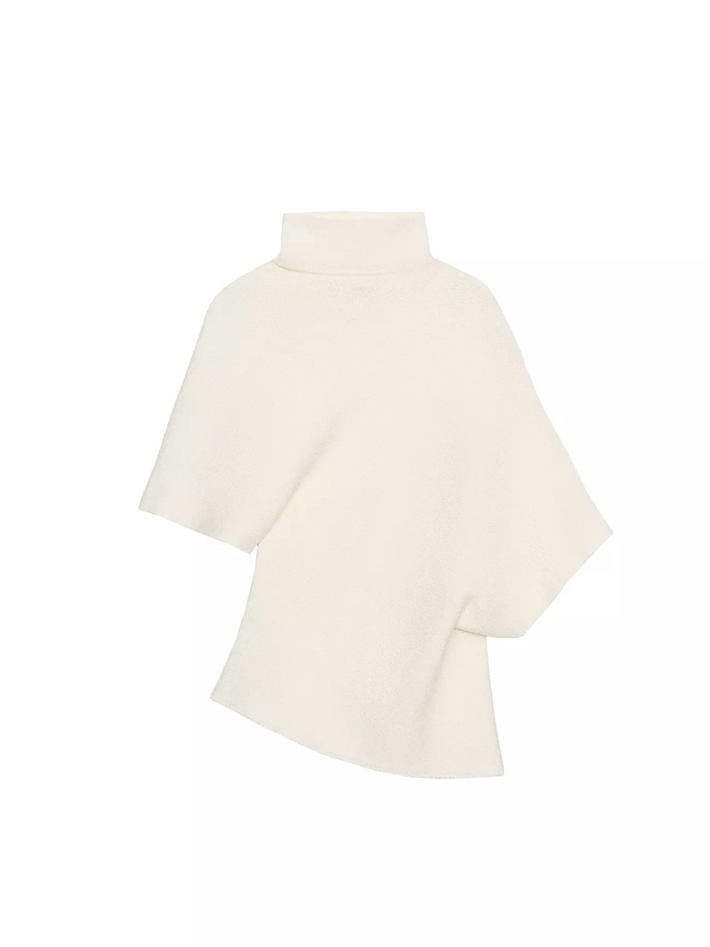 ZARA Asymmetric Knit Jumper Ecru High Neck Short Sleeve Size S NWT